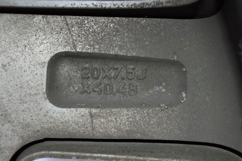 Rim size information stamped on the inside of the rim